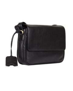 Atlanta real leather medium flap-over shoulder bag