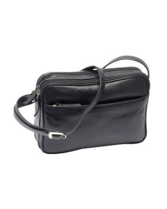 Dallas real leather medium-sized tri-zip shoulder bag