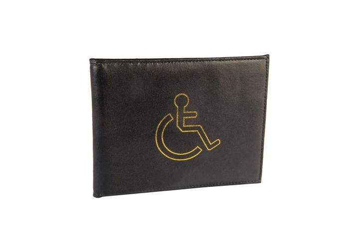 Genuine Leather Disabled Badge Holder in Black 