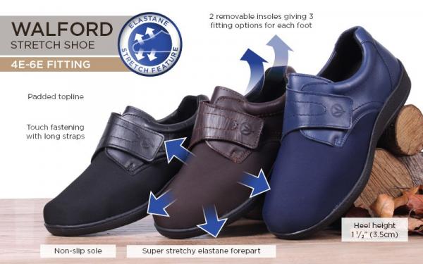 Walford Ladies Extra Wide Stretch Shoes